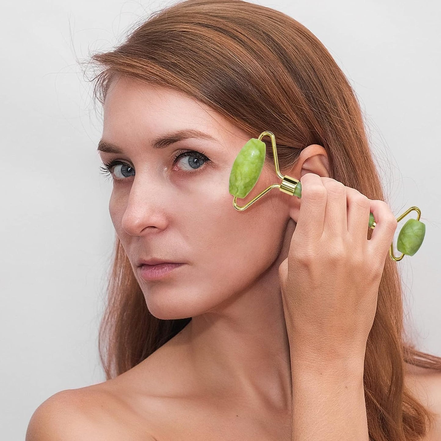 Jade Roller Facial Massager | Manual | With Gua Sha Tool