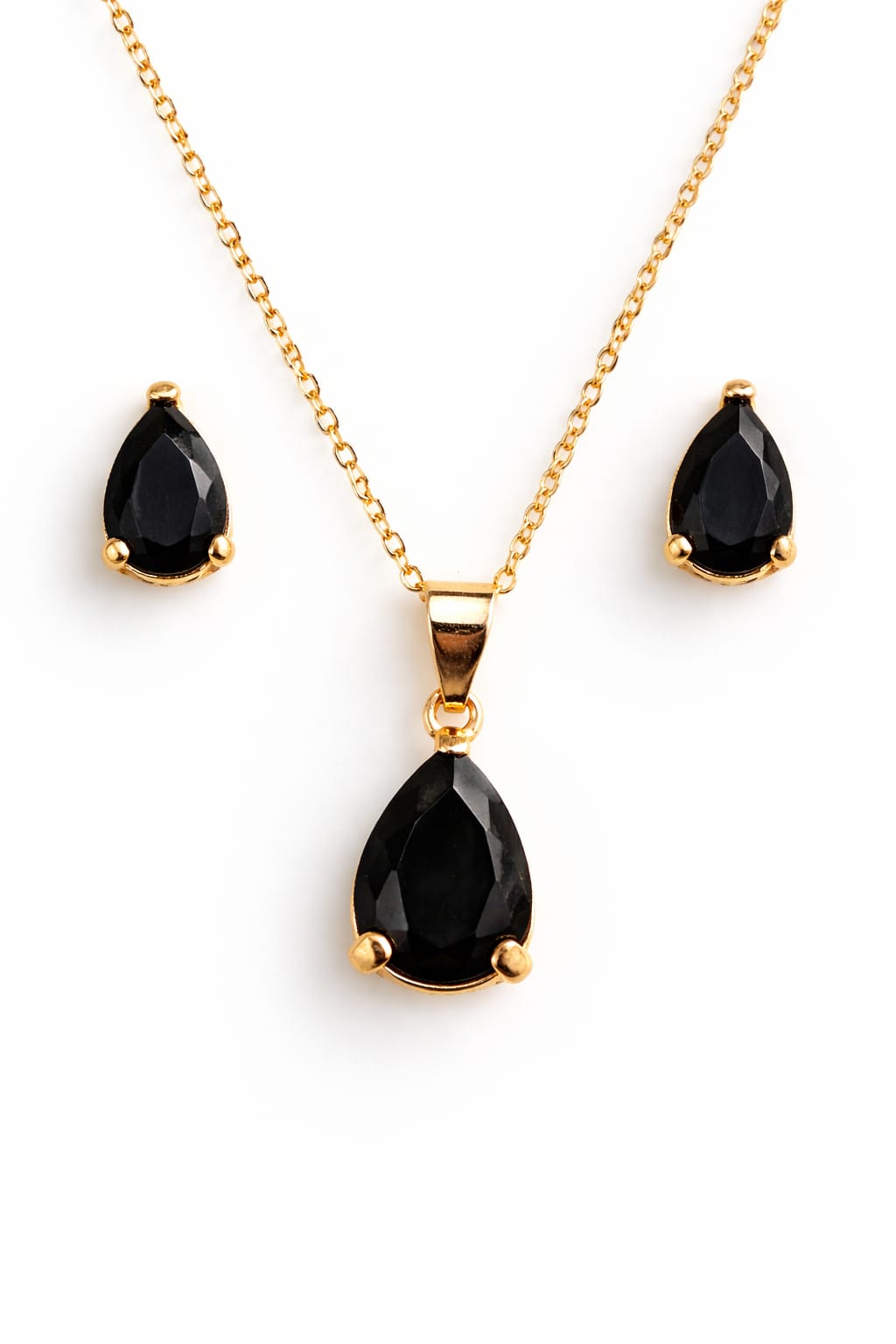 Black Teardrop Jewelry Set – Elegant Necklace & Stud Earrings (Minimal Luxury Design)