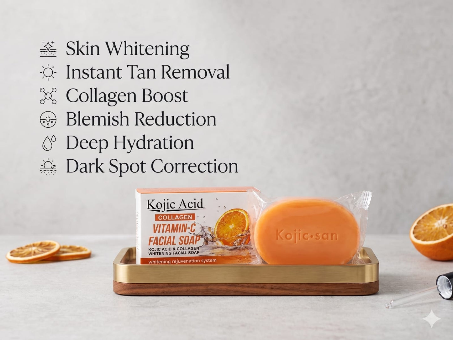 Kojic Acid & Collagen Vitamin-C Whitening Facial Soap – Instant Tan Removal