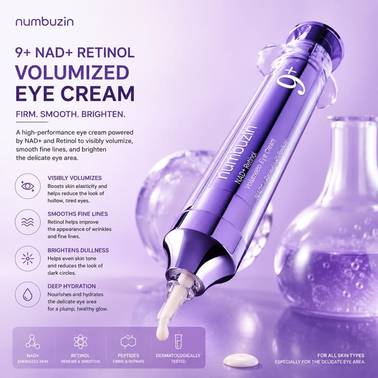 Numbuzin No.9 NAD+ Retinol Volumetox Eye Cream 10ml | Anti-Aging, Firming & Brightening Eye Treatment