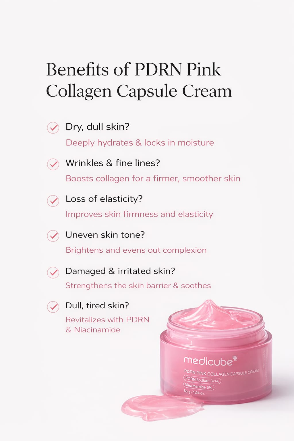 Medicube PDRN Pink Collagen Capsule Cream – Glass Skin Hydration & Firming Repair