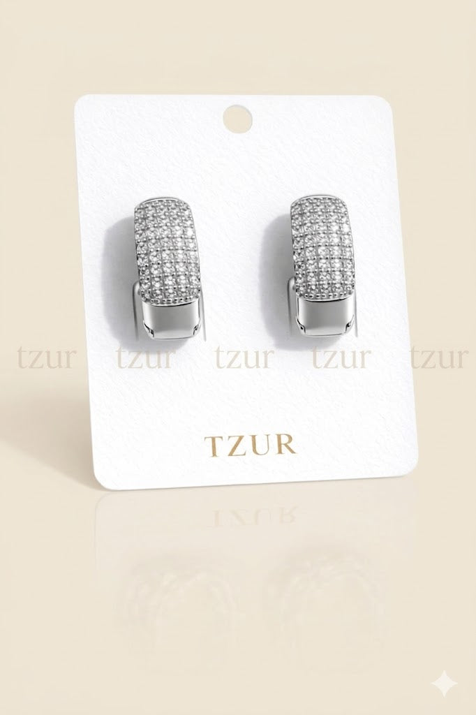 Silver Radiance Pavé Huggie Earrings + EID SPEACIAL GIFT FROM TZUR