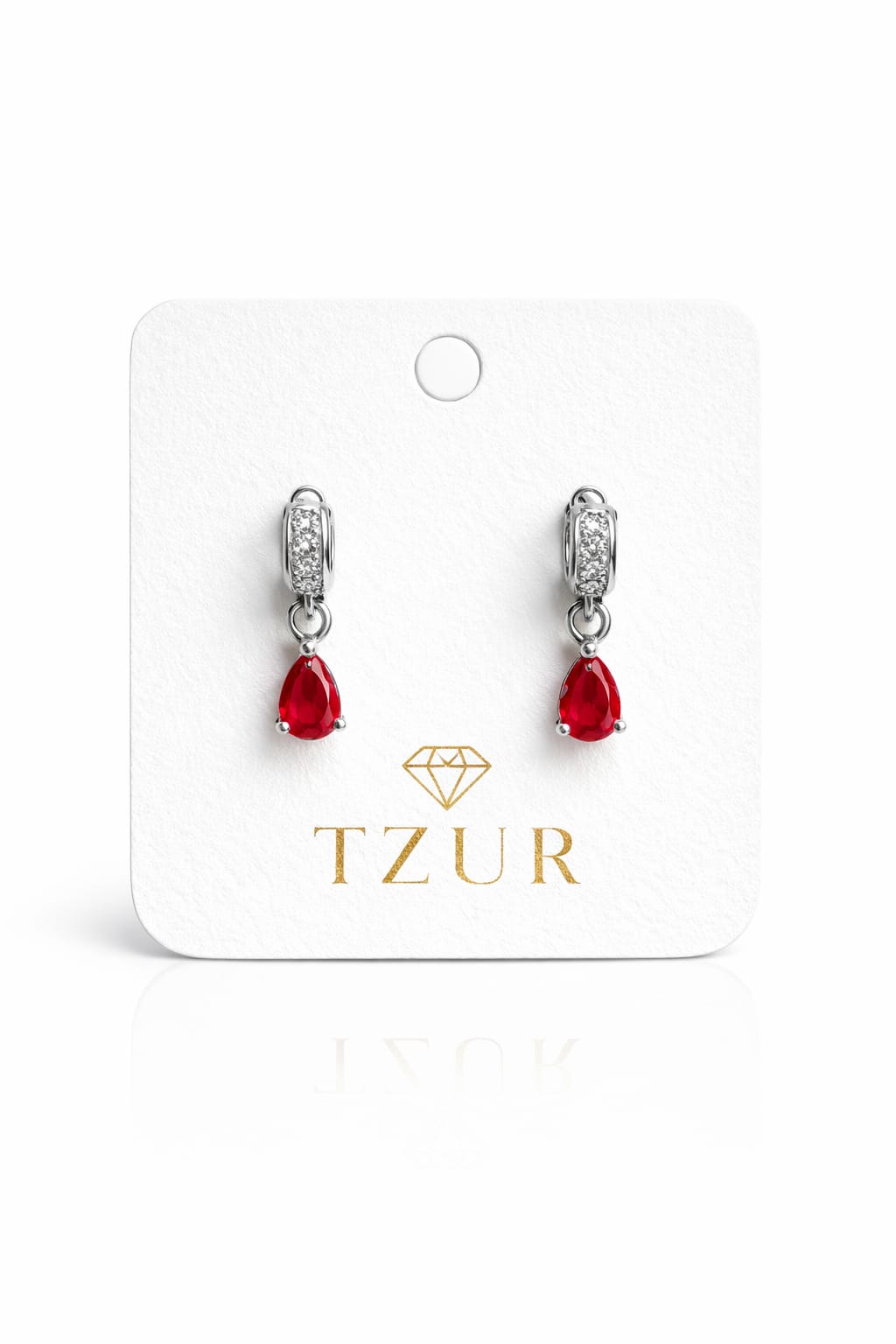 Ruby Red Teardrop Earrings + EID SPEACIAL GIFT FROM TZUR