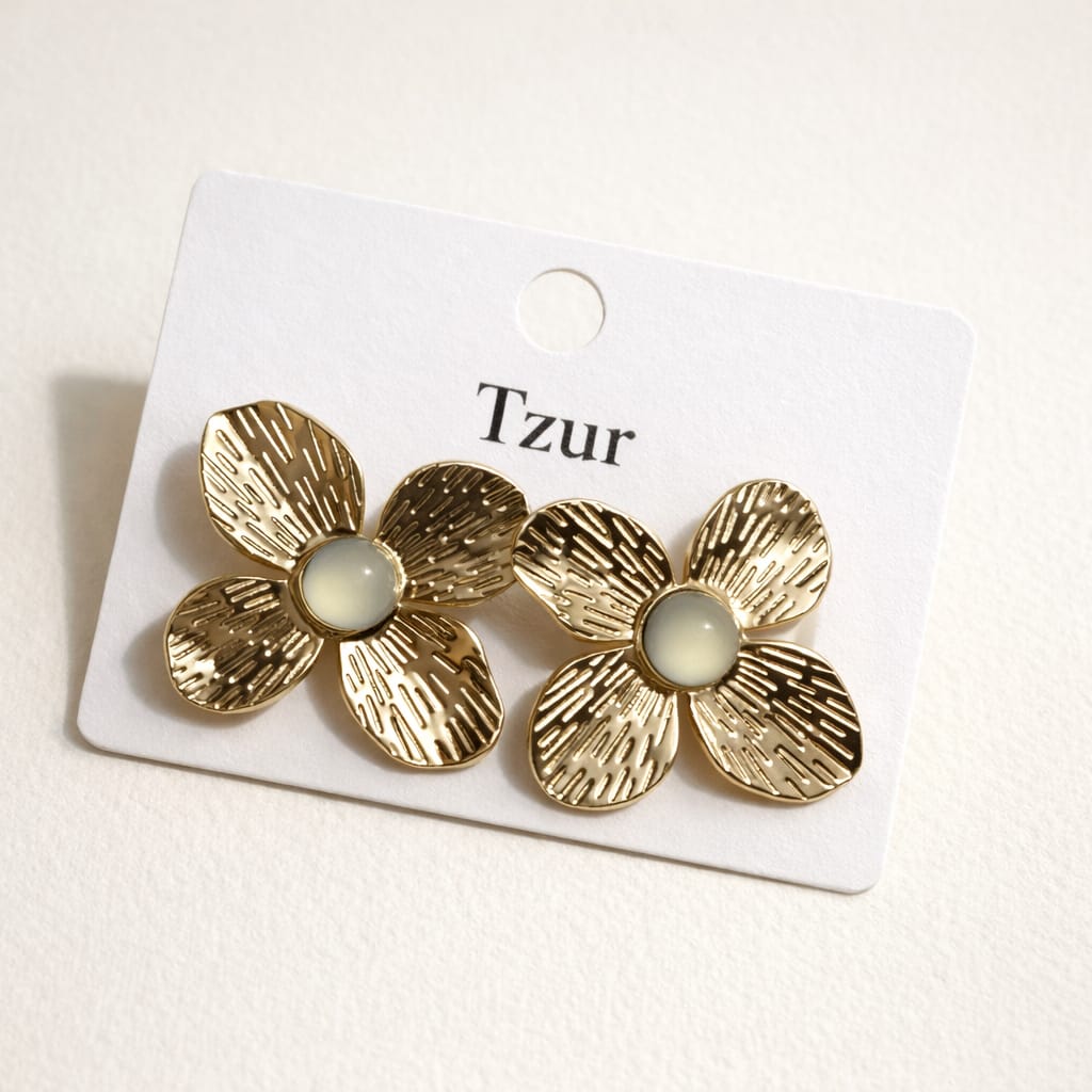 Zyra Zen Gold-Plated Stud Earrings + EID SPEACIAL GIFT FROM TZUR