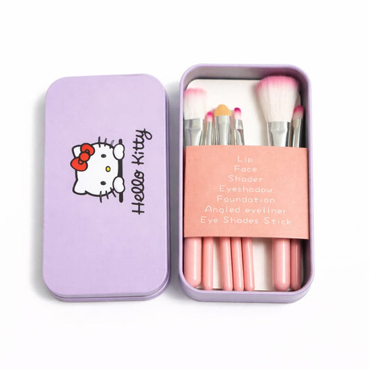 Cute Hello Kitty Makeup Brush Set 7 in 1 - Hello Kitty Pink