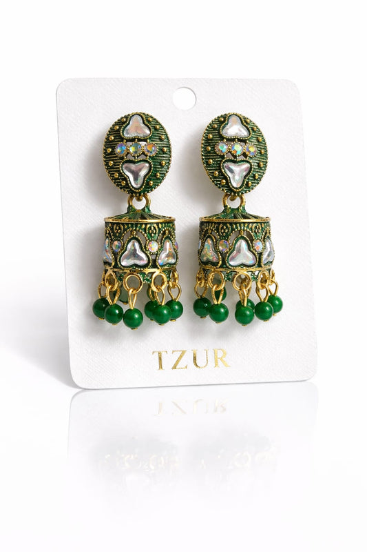 Emerald Green Meenakari Jhumkas + EID SPEACIAL GIFT FROM TZUR