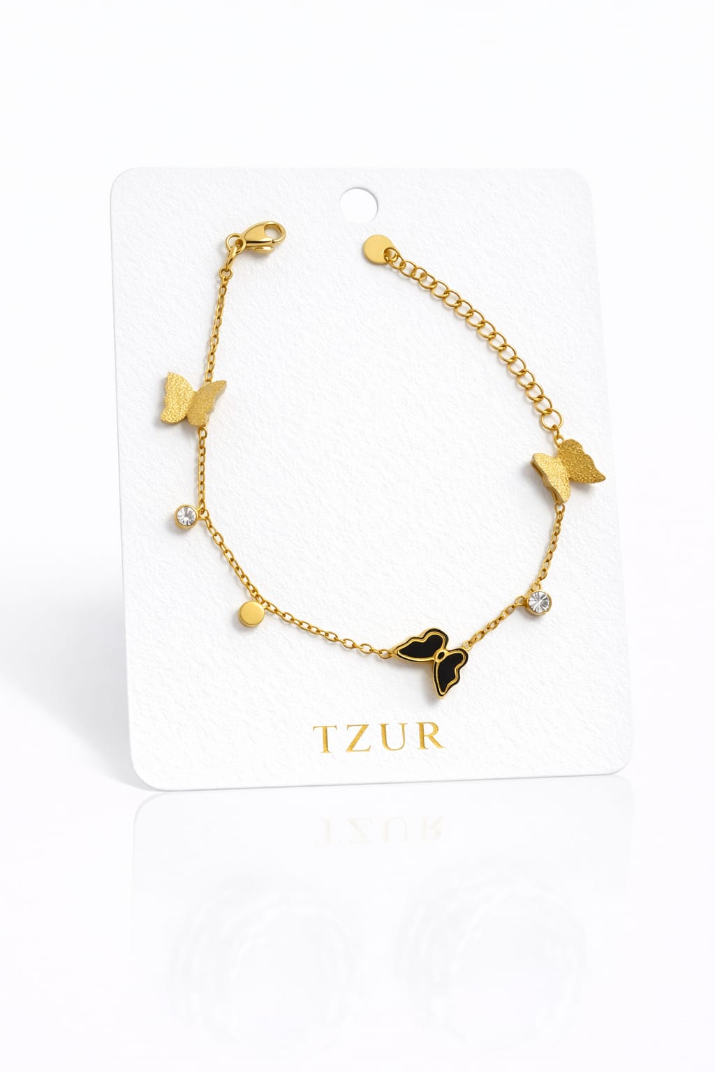 Golden Butterfly Charm Bracelet with Black Enamel  + EID SPEACIAL GIFT FROM TZUR