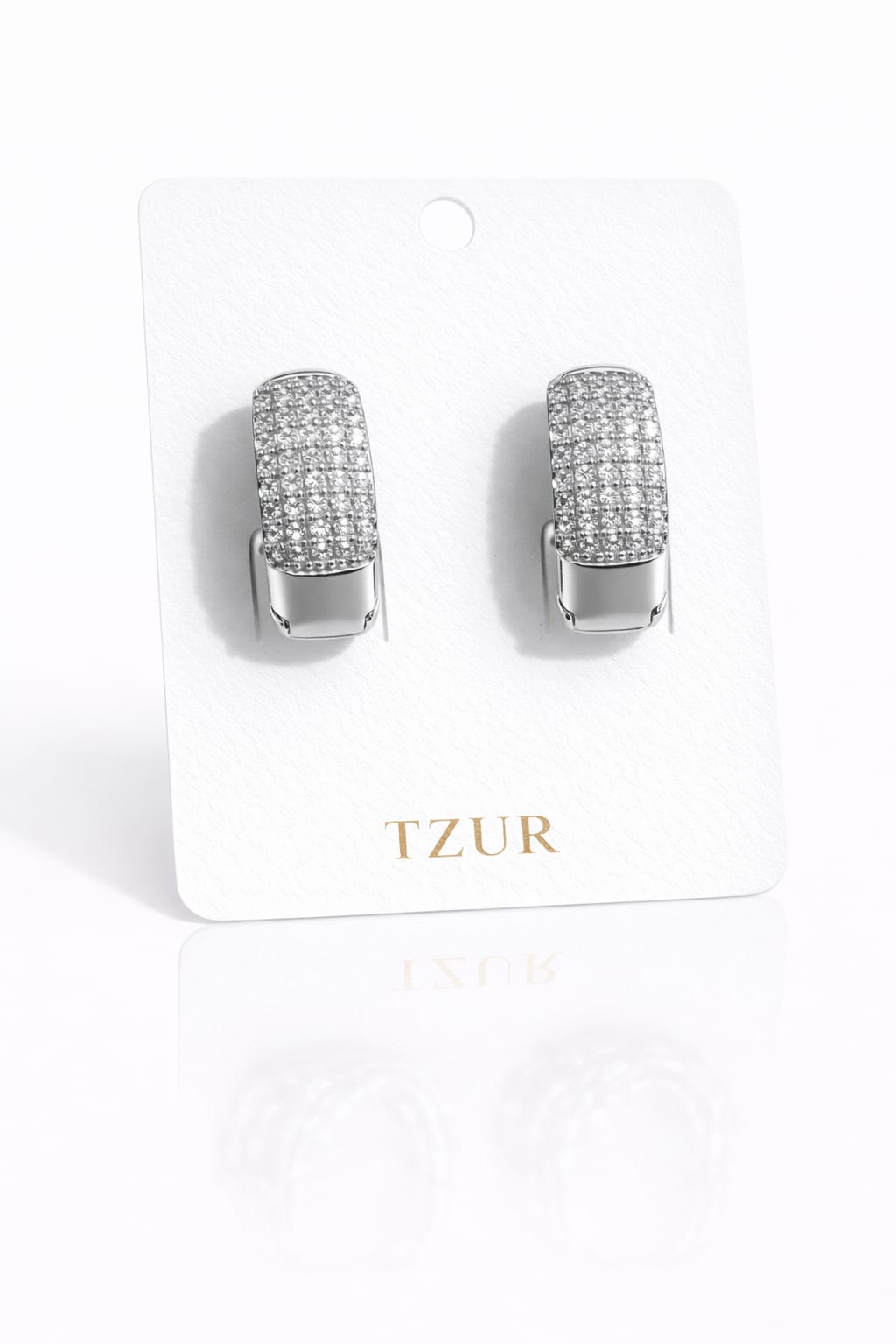Silver Radiance Pavé Huggie Earrings  + EID SPEACIAL GIFT FROM TZUR