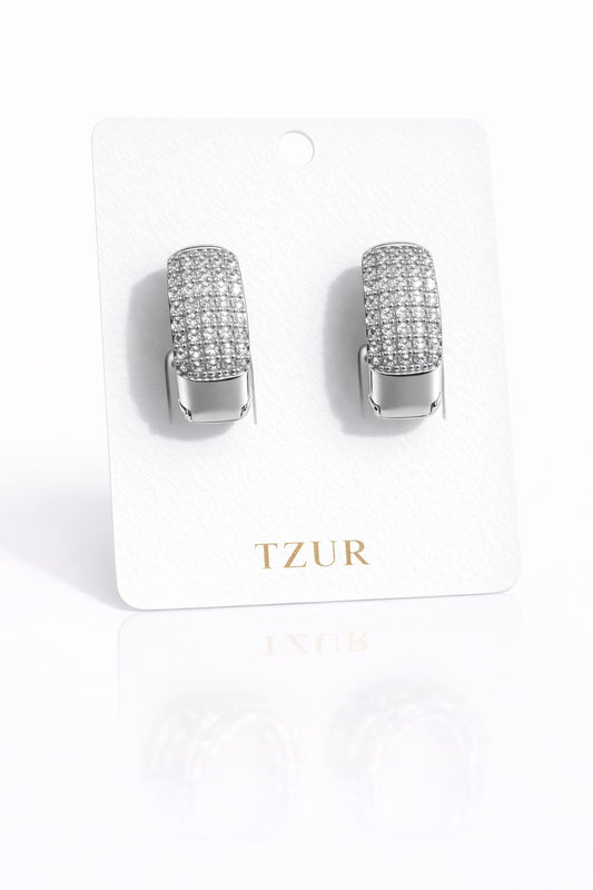 Silver Radiance Pavé Huggie Earrings  + EID SPEACIAL GIFT FROM TZUR