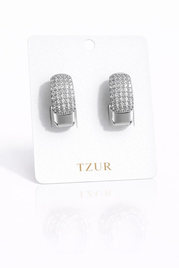 Silver Radiance Pavé Huggie Earrings  + EID SPEACIAL GIFT FROM TZUR