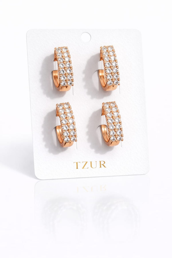 Rose Gold Pavé Crystal Huggie  + EID SPEACIAL GIFT FROM TZUR