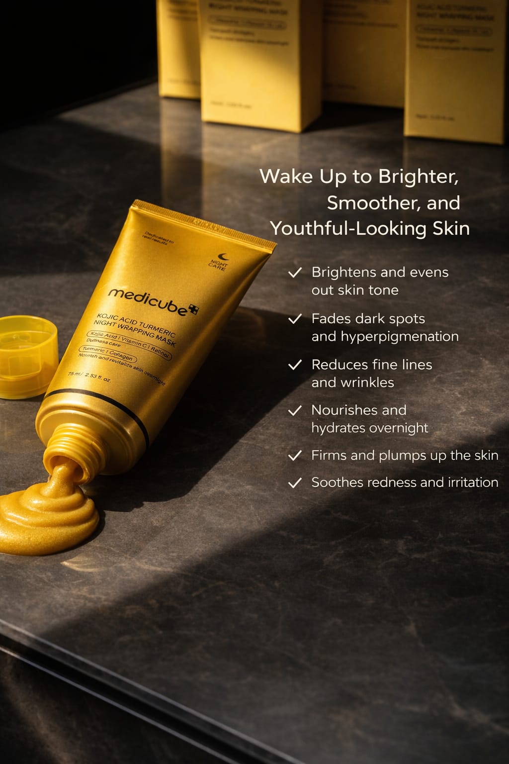 Medicube Kojic Acid Turmeric Night Wrapping Mask – Overnight Brightening & Dark Spot Repair Treatment (75ml)