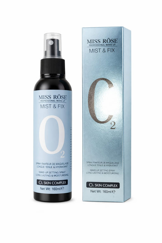 MISS ROSE O₂ Mist & Fix Setting Spray – Long-Lasting Makeup Lock + Hydrating Glow Finish (160ml)