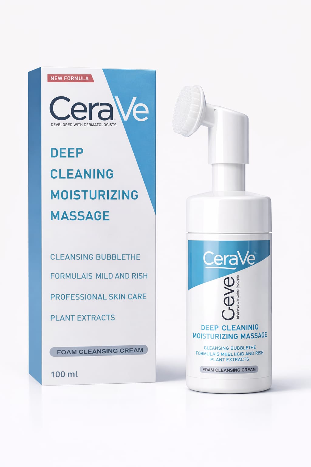 CeraVe Deep Cleaning Foam Cleanser Brush – Clear, Smooth & Hydrated Skin