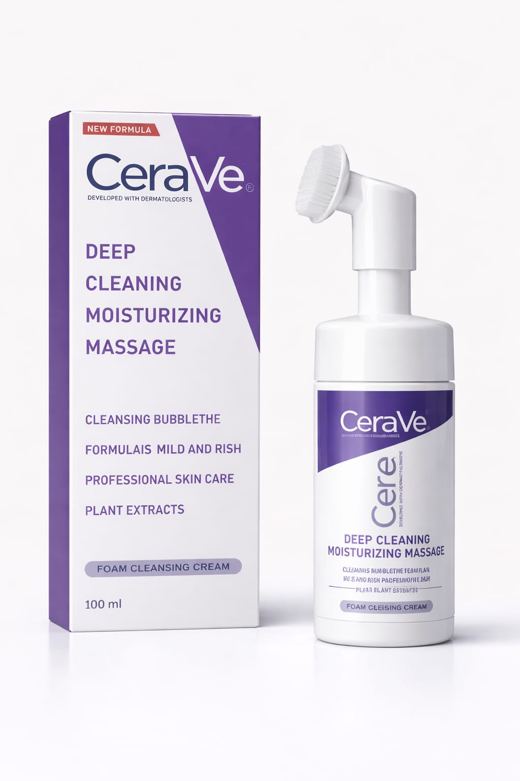 CeraVe Deep Cleaning Foam Cleanser Brush – Clear, Smooth & Hydrated Skin