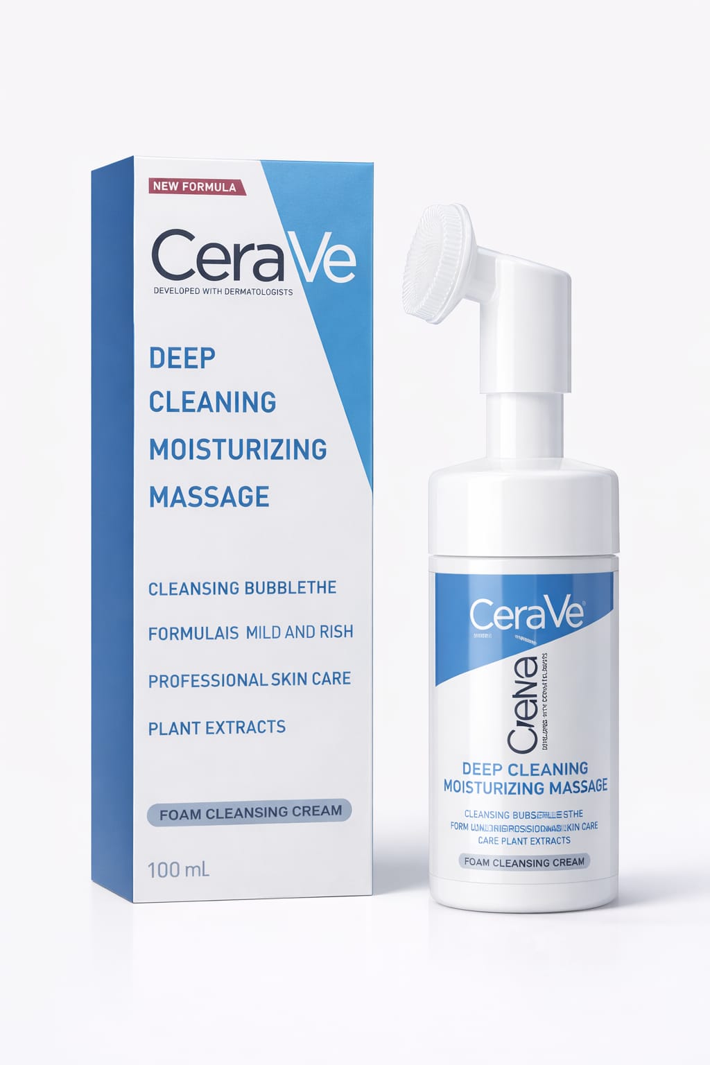 CeraVe Deep Cleaning Foam Cleanser Brush – Clear, Smooth & Hydrated Skin