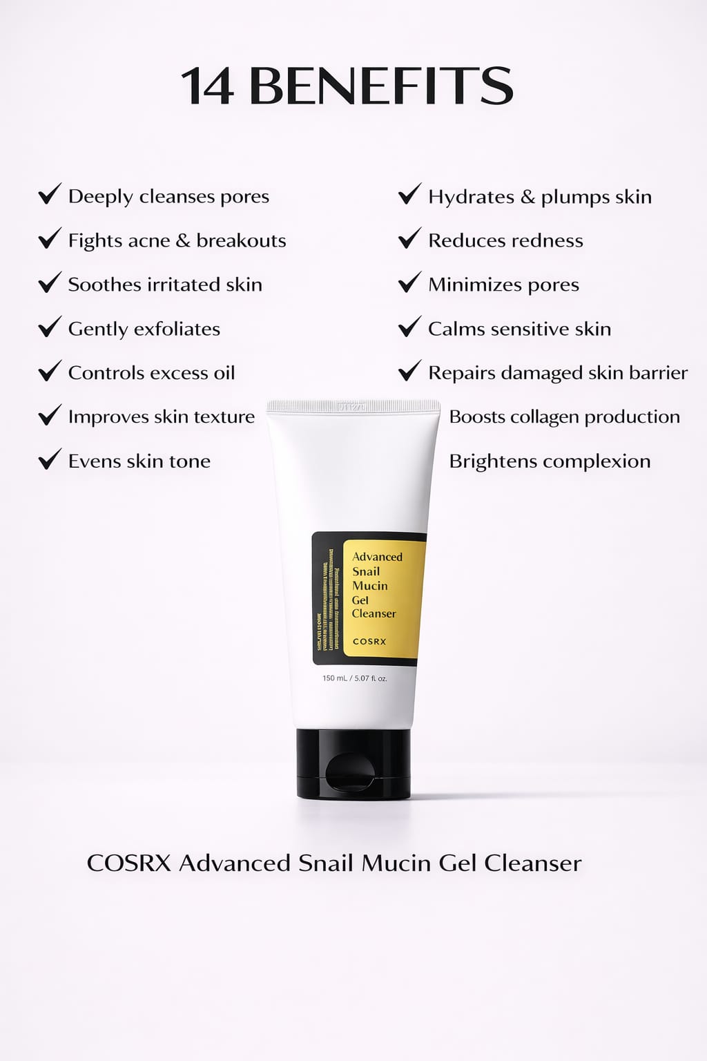 COSRX Advanced Snail Mucin Gel Cleanser (150ml) – Hydrating Repair & Glow Boost Face Wash