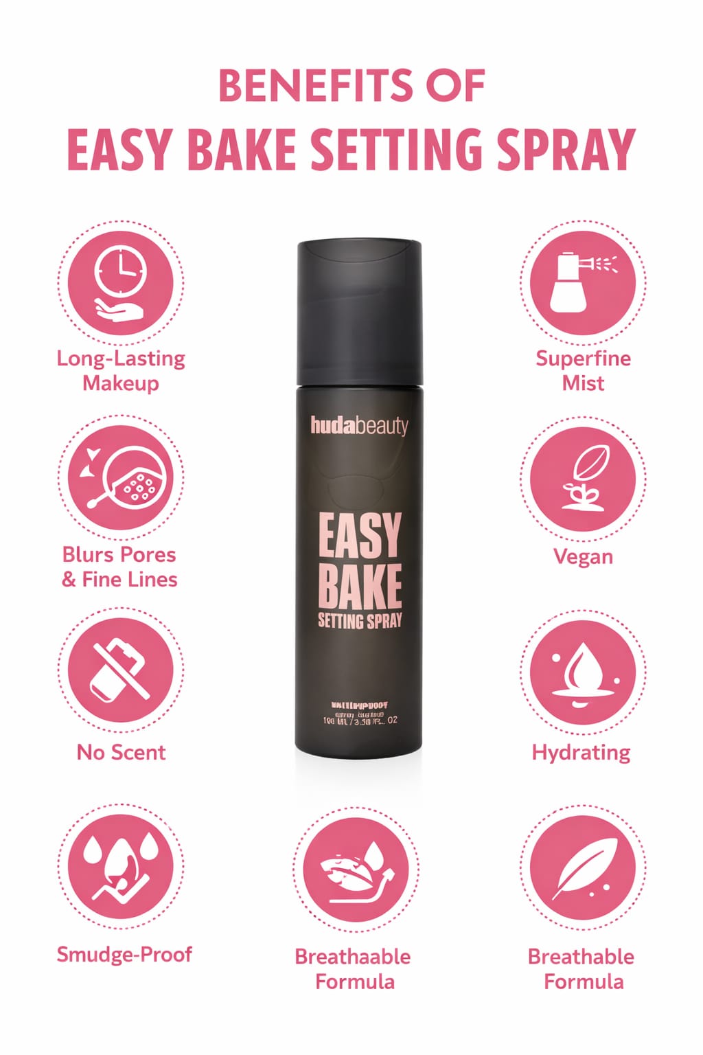 Huda Beauty Easy Bake Setting Spray – Flawless All-Day Lock & Airbrush Finish