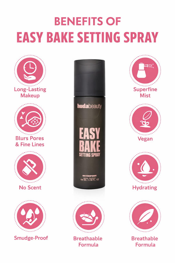 Huda Beauty Easy Bake Setting Spray – Flawless All-Day Lock & Airbrush Finish