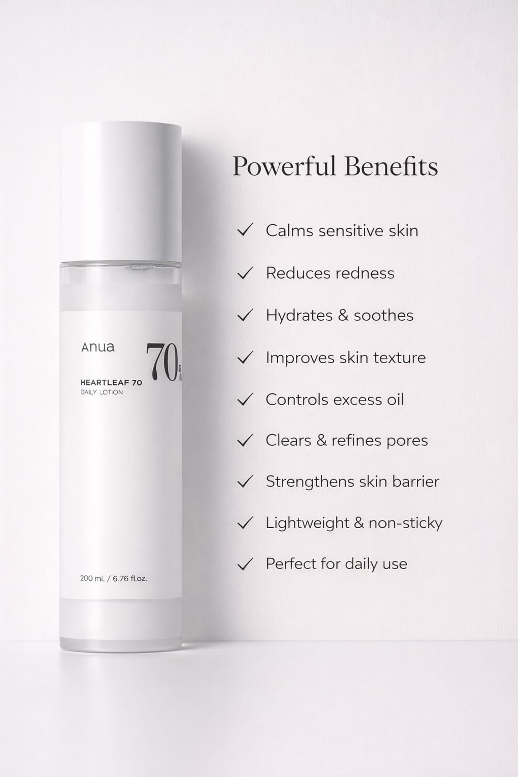 Anua Heartleaf 70 Daily Lotion – Oil Control, Deep Hydration & Skin Barrier Repair (Korean Skincare Essential)