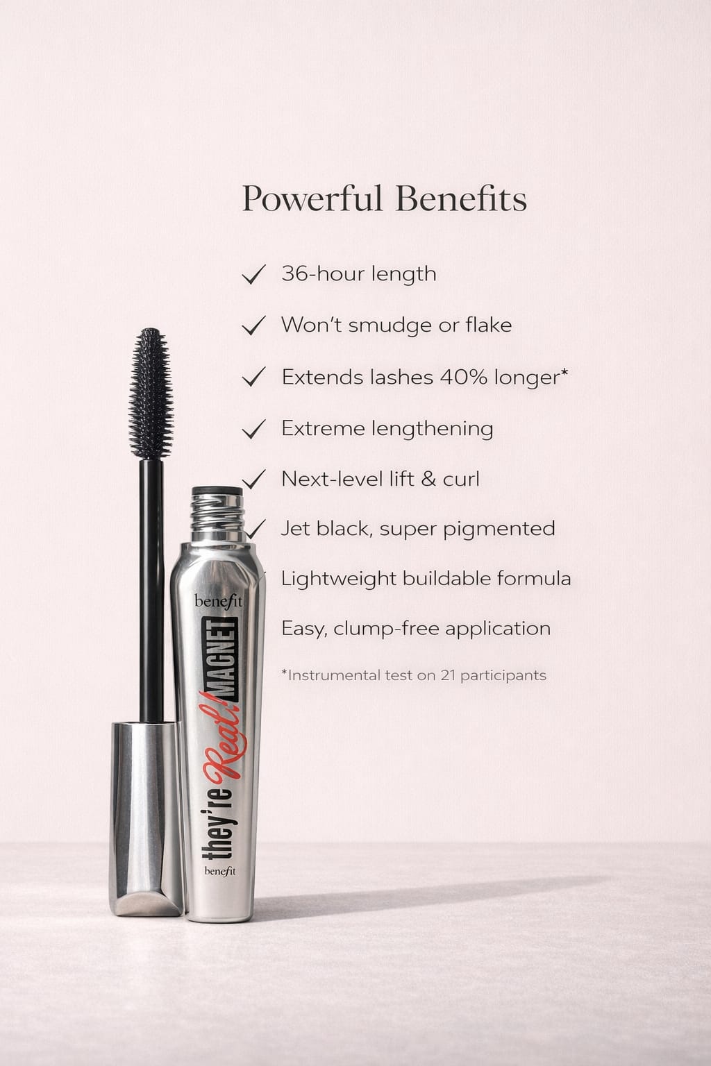 Benefit They’re Real! Magnet Mascara – Extreme Length, 36-Hour Wear & Smudge-Proof Lash Lift