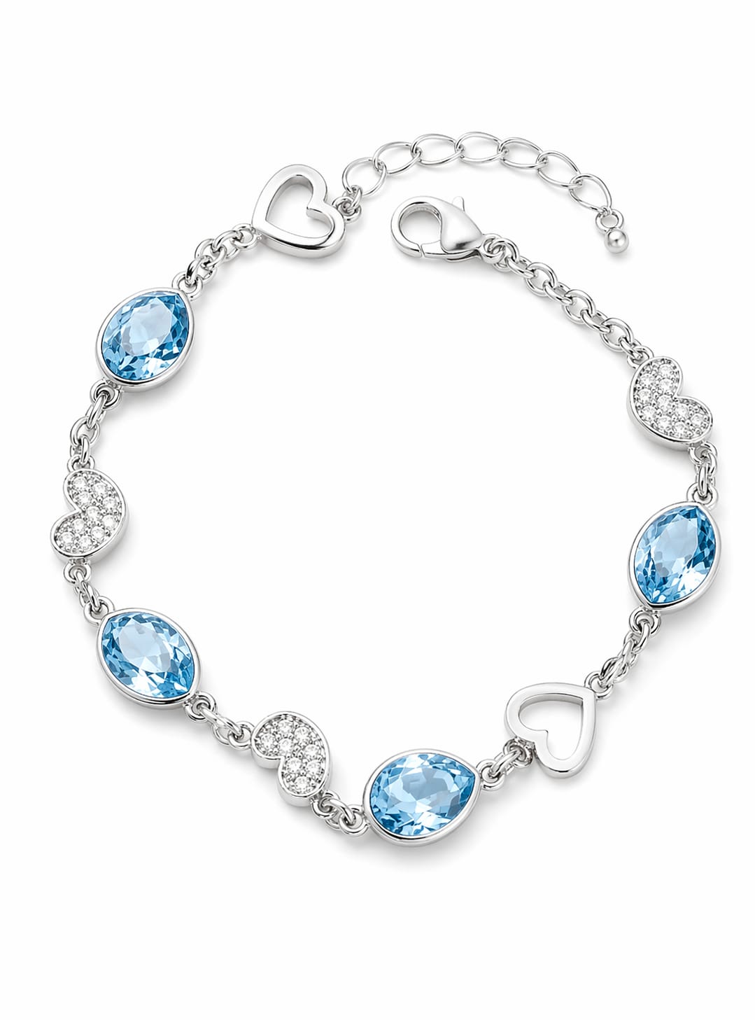 Celestial Hearts Crystal Bracelet – Aqua Luxe Edition