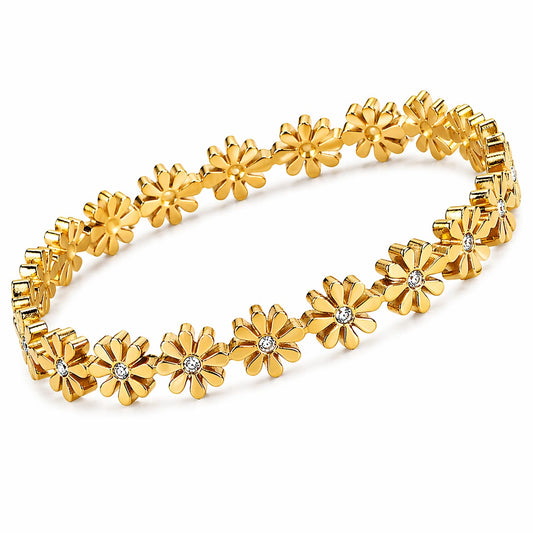 Golden Daisy Luxe Bracelet – Floral Elegance Edition