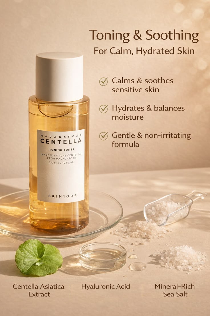SKIN1004 Madagascar Centella Toning Toner 210ml – Gentle Daily Exfoliating Hydrating Toner for Smooth, Calm & Clear Glass Skin