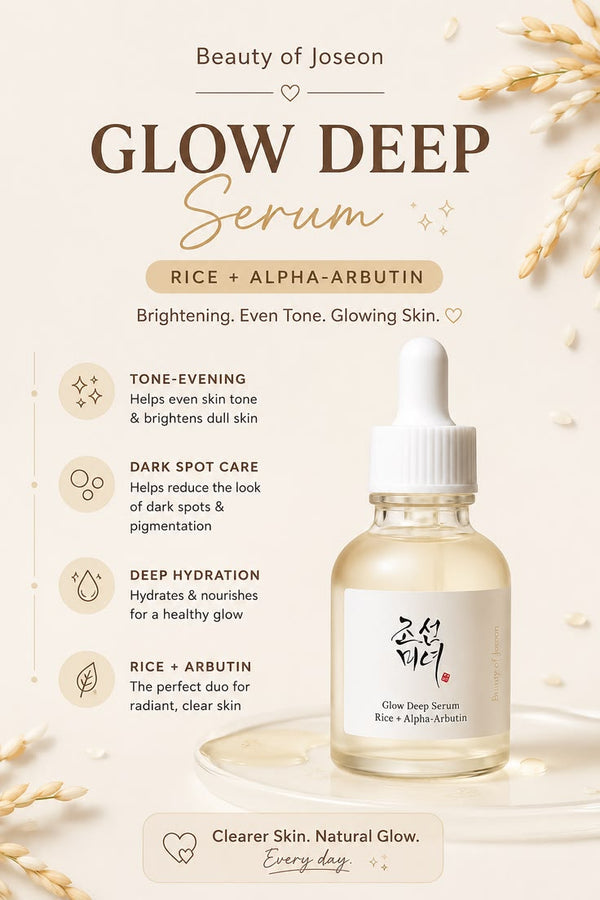 Beauty of Joseon Glow Deep Serum Rice + Arbutin 30ml | Brightening Dark Spots Serum for Glass Skin Glow, Even Tone & Hydrated Radiance
