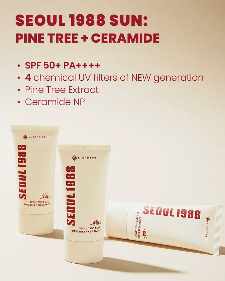 🌲 KSECRET SEOUL 1988 Sun Cream SPF50+ PA++++ | Pine Tree + Ceramide | Hydrating UV Protection 50ml