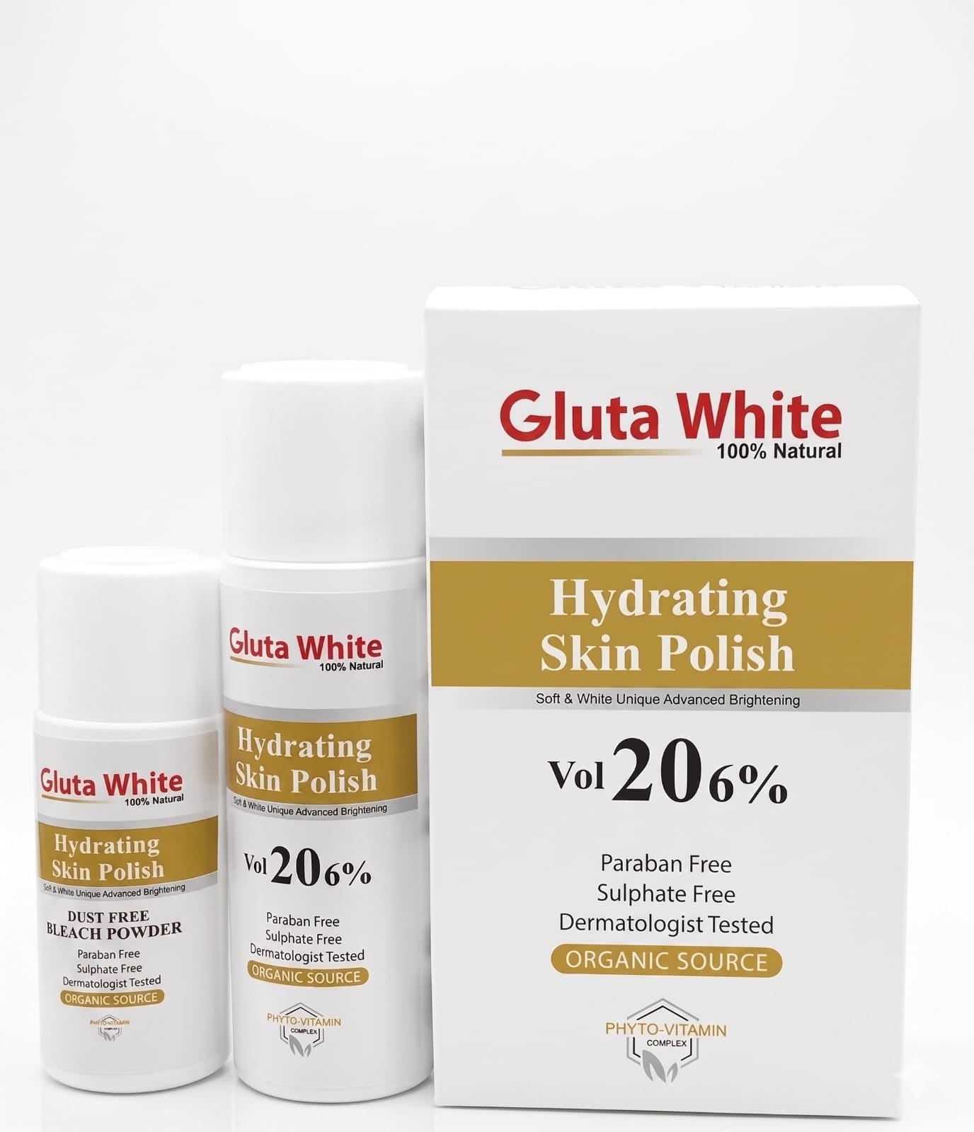 Gluta White Hydrating Skin Polish & Bleach Powder – Professional Brightening Set