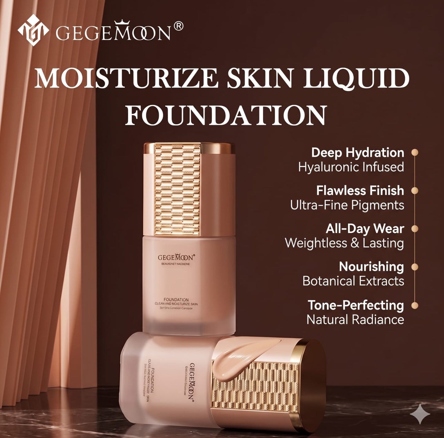 GEGEMOON Moisturizing Liquid Foundation – Radiant, Flawless Finish with Deep Hydration
