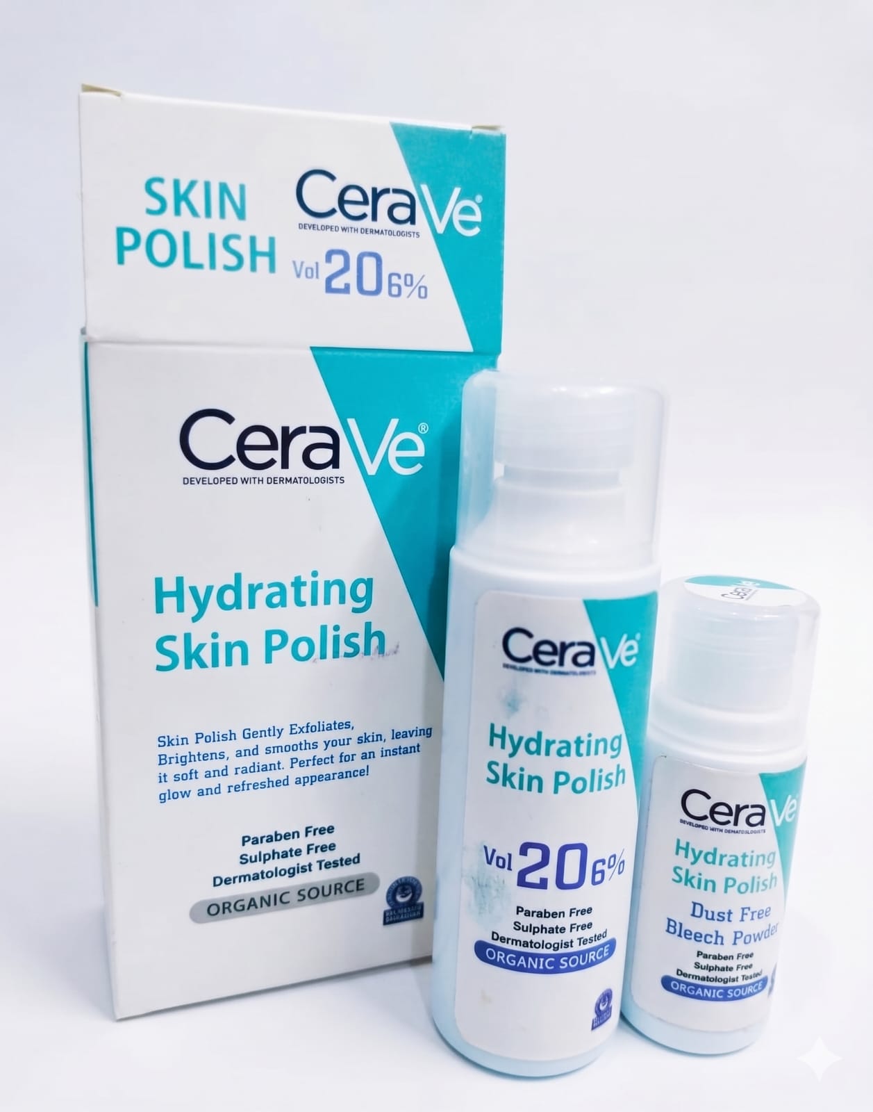 CeraVe Hydrating Skin Polish and Dust Free Bleach Powder Kit with Vol 20 6% Developer