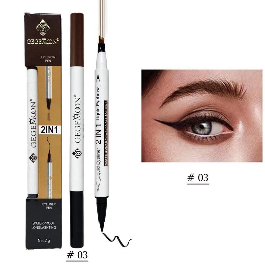 Gegemoon 2 in 1 Waterproof Liquid Eyebrow and Eyeliner Pen