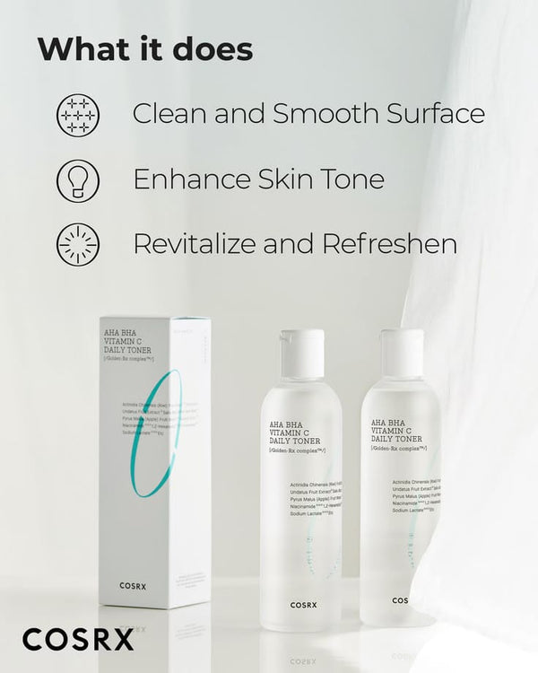 COSRX Refresh AHA BHA Vitamin C Daily Toner 280ml | Gentle Exfoliating & Brightening Toner