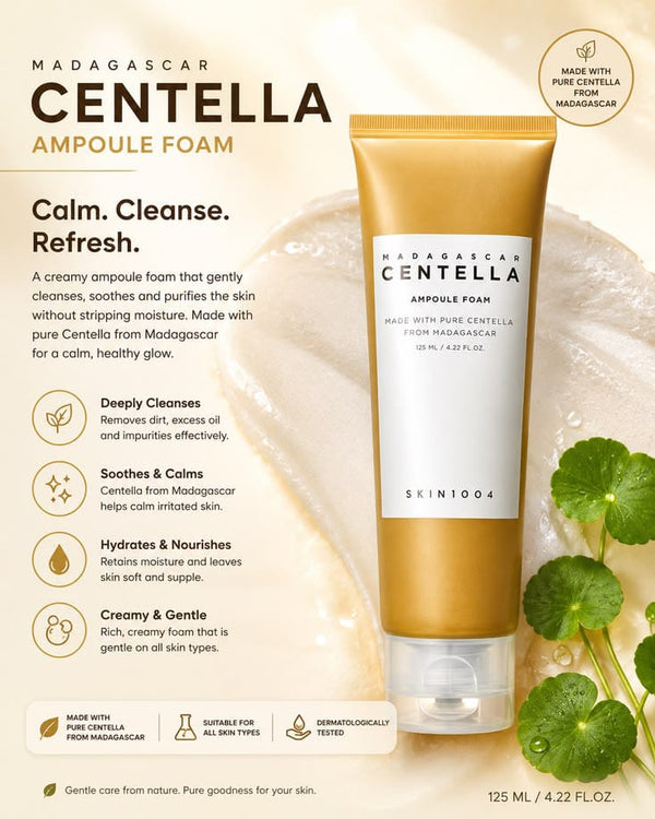 SKIN1004 Madagascar Centella Ampoule Foam 125ml | Gentle pH-Balanced Centella Cleanser for Deep Cleansing & Hydration