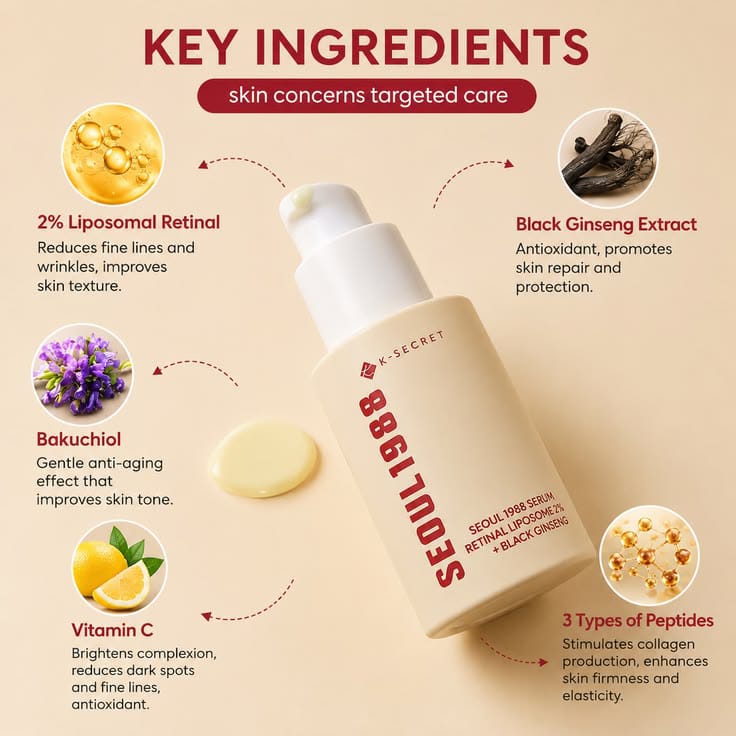 K-Secret Seoul 1988 Retinol & Black Ginseng Serum – 30ml