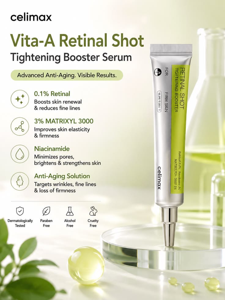 Celimax Vita-A Retinol Shot Tightening Serum | Smooth Fine Lines, Refine Pores & Improve Skin Texture | Anti-Aging Korean Skincare