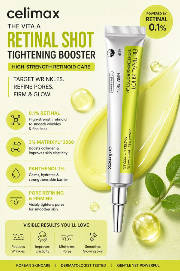 Celimax Vita-A Retinol Shot Tightening Serum | Smooth Fine Lines, Refine Pores & Improve Skin Texture | Anti-Aging Korean Skincare