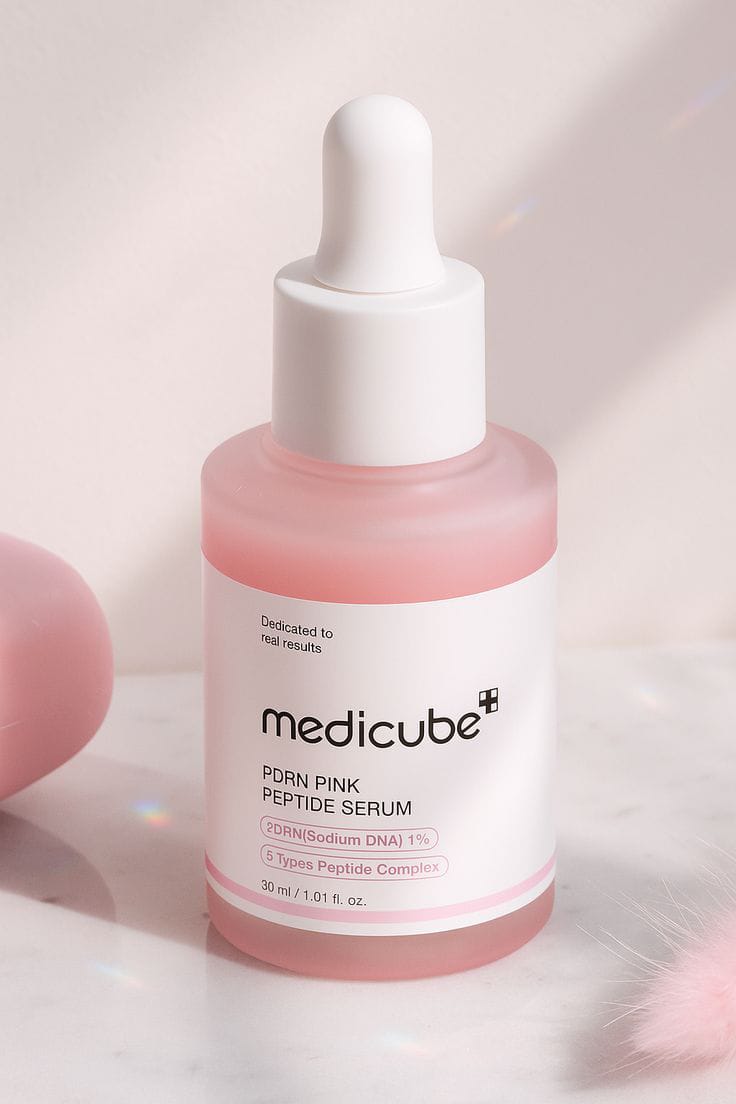 Medicube PDRN Pink Peptide Serum 30ml | Glass Skin Repair Serum | Peptide & PDRN Anti-Aging Serum | Hydrating, Firming & Brightening Korean Skincare