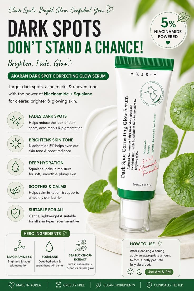 AXIS-Y Dark Spot Correcting Glow Serum 50ml | Brightening, Hydrating & Dark Spot Repair Serum