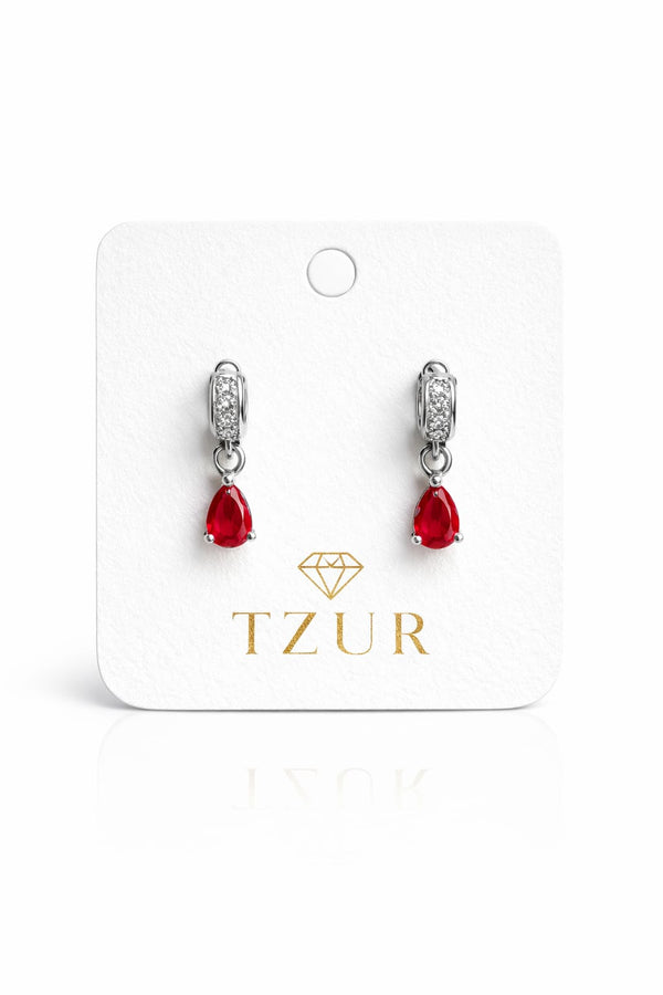 Ruby Red Teardrop Earrings + EID SPEACIAL GIFT FROM TZUR