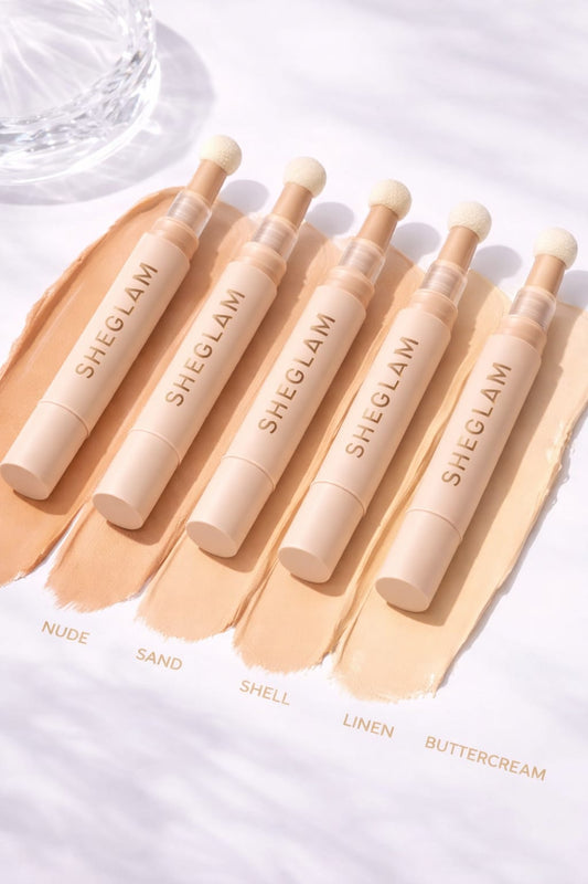 SHEGLAM Cushion Concealer Pen – Lightweight Full Coverage Concealer with Precision Sponge Applicator (All Shades)