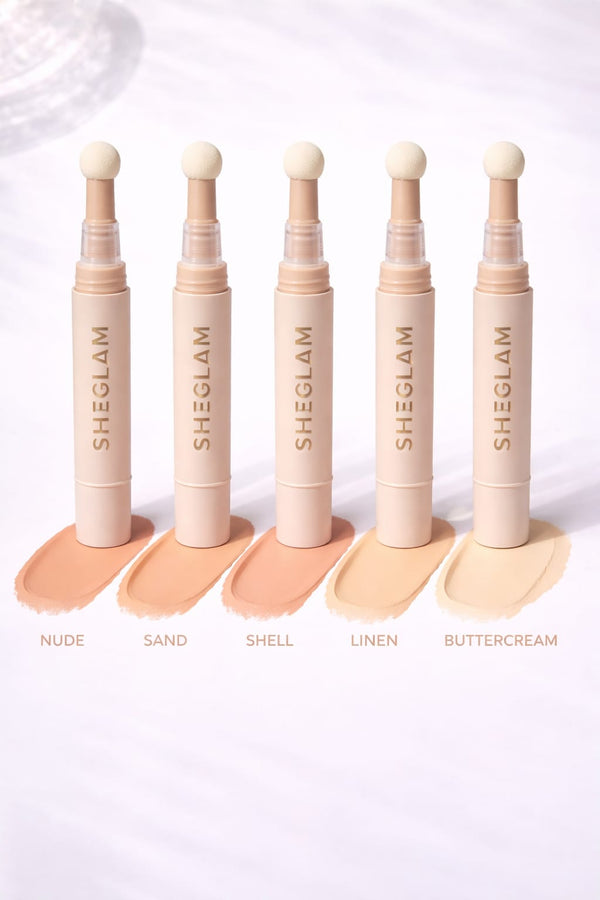 SHEGLAM Cushion Concealer Pen – Lightweight Full Coverage Concealer with Precision Sponge Applicator (All Shades)