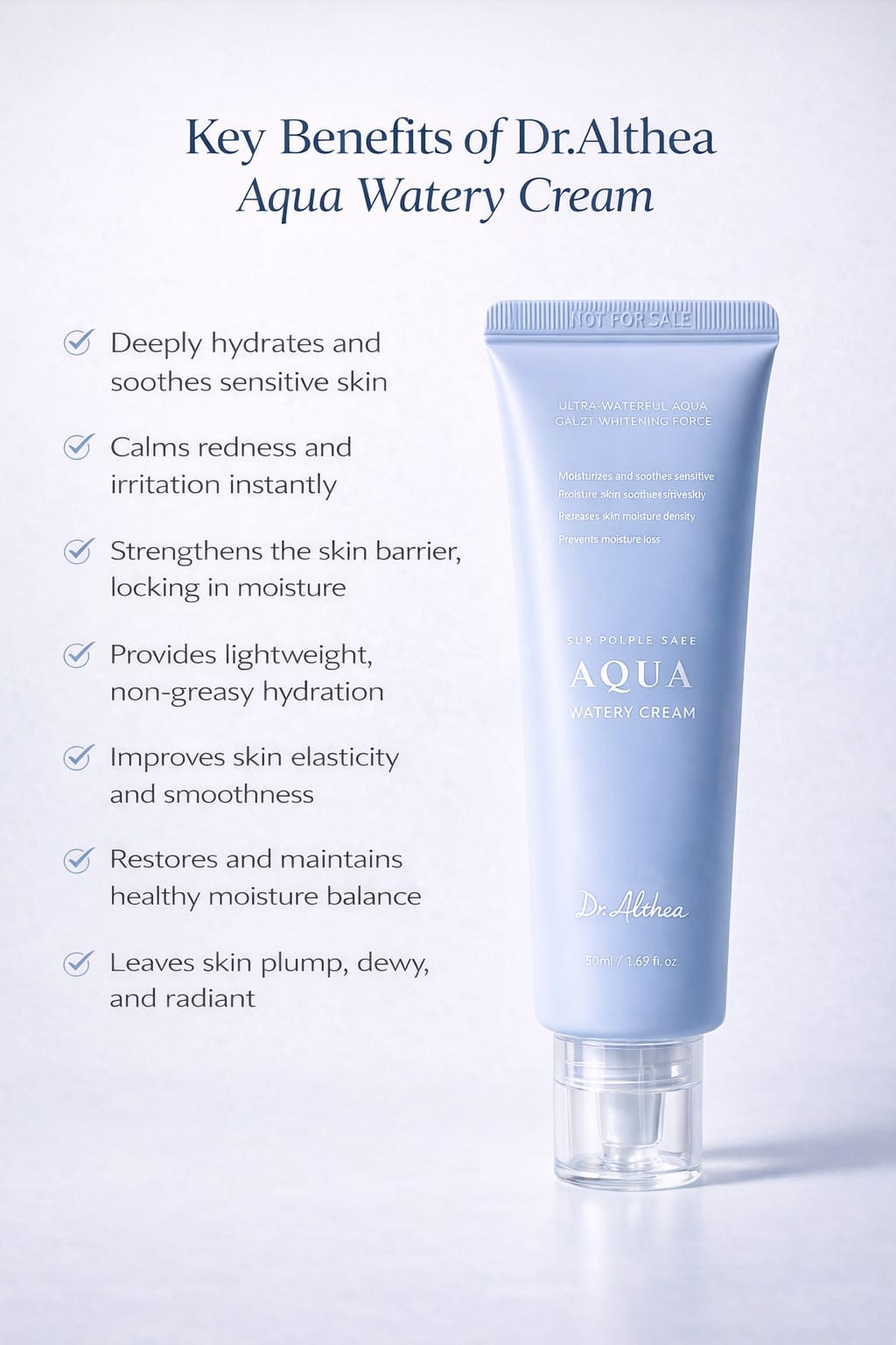 Dr. Althea Aqua Watery Cream – Ultra Hydrating Moisturizer for Sensitive Skin | Lightweight Soothing Korean Skincare (50ml)