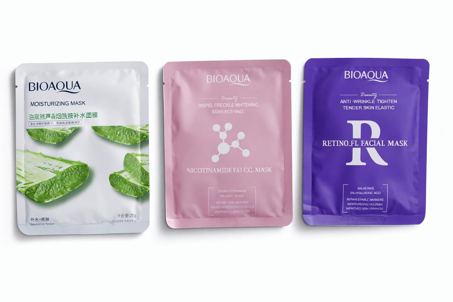 BIOAQUA Hydrating Facial Sheet Mask Set (Retinol, Niacinamide, Aloe, Honey, Avocado & More)