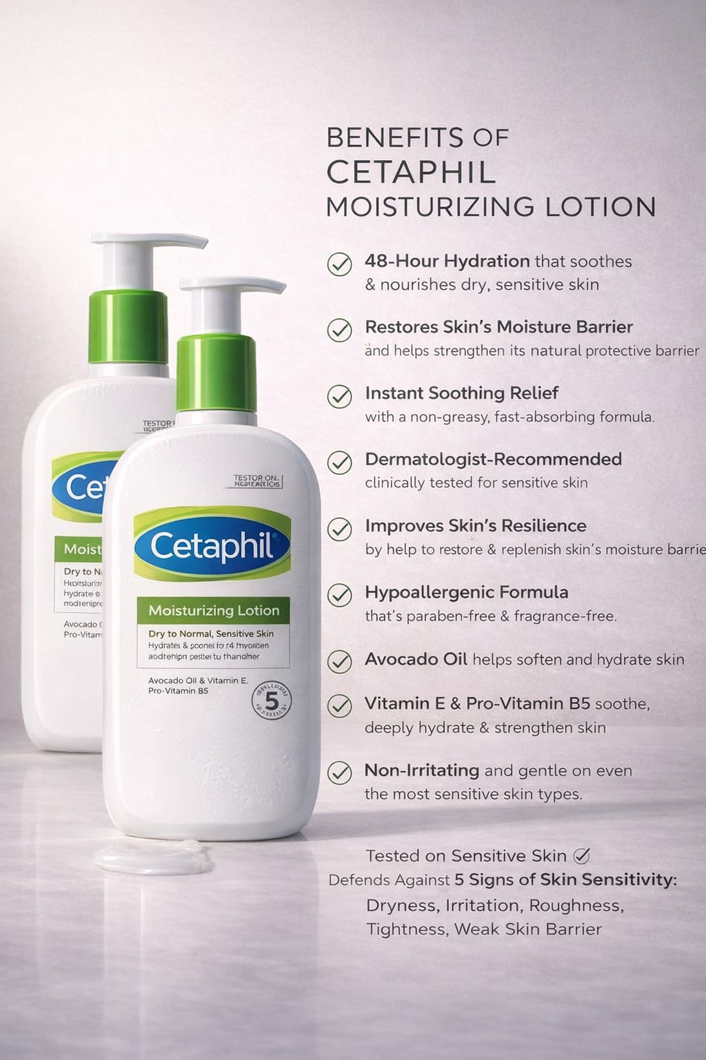 Cetaphil Moisturizing Lotion 48-Hour Deep Hydration for Soft, Calm, Healthy-Looking Skin