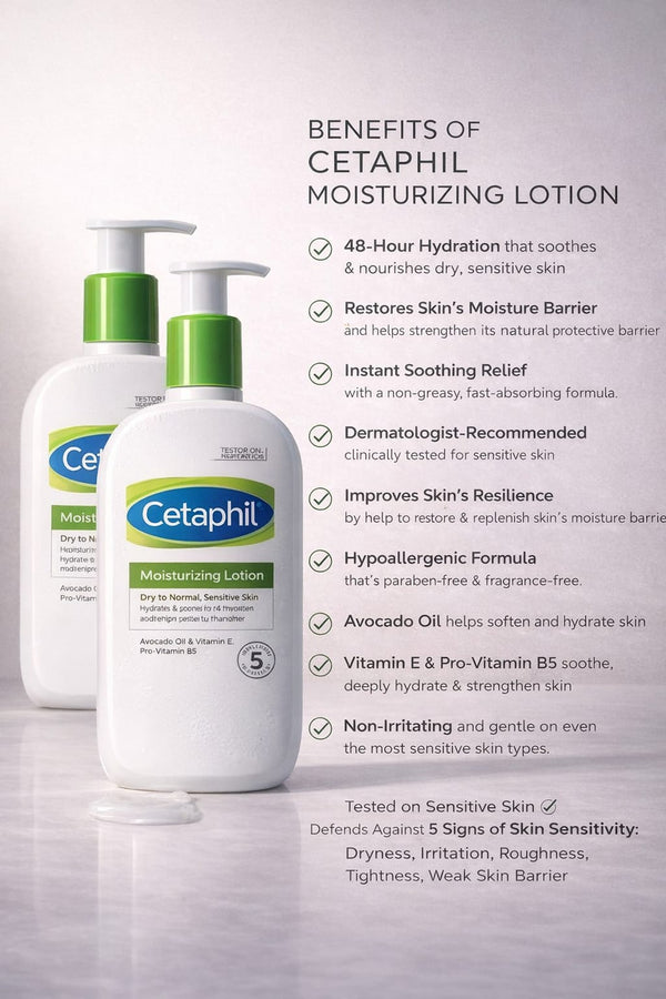 Cetaphil Moisturizing Lotion 48-Hour Deep Hydration for Soft, Calm, Healthy-Looking Skin