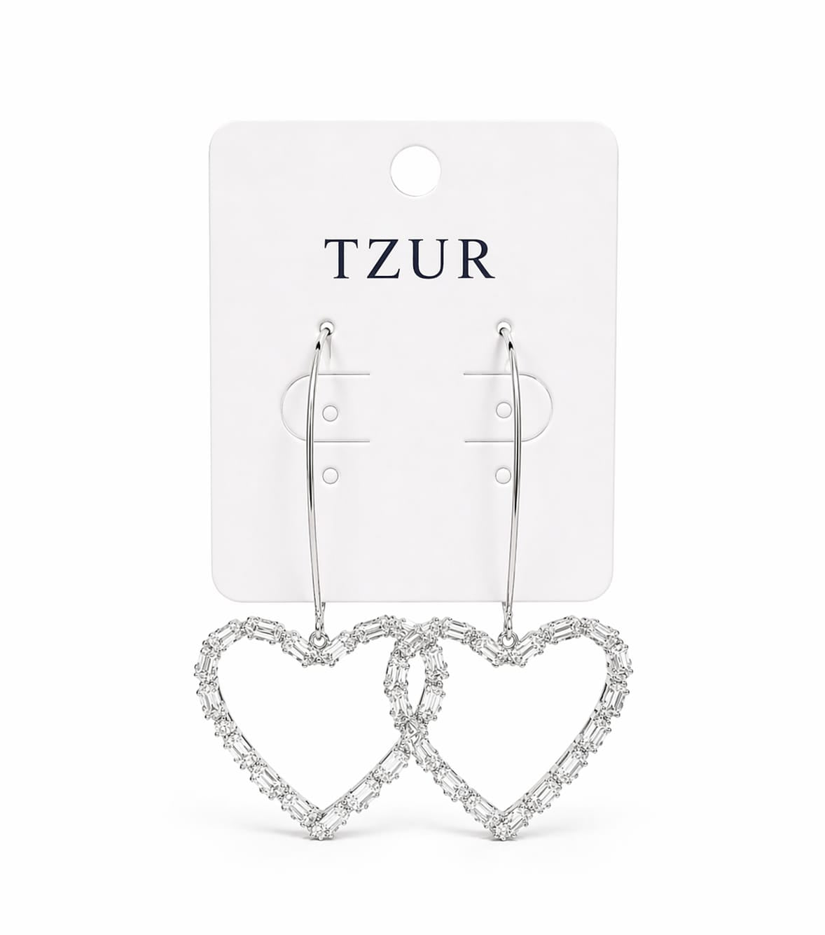 Crystal Heart Drop Earrings – Silver Luxe Edition