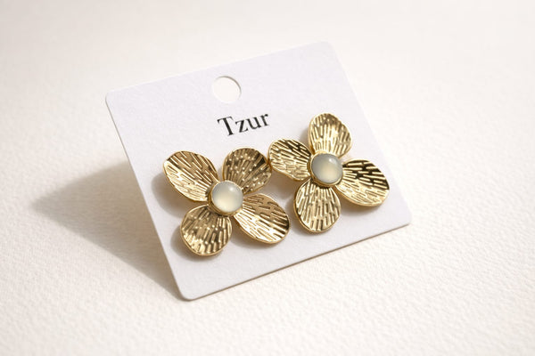 Zyra Zen Gold-Plated Stud Earrings + EID SPEACIAL GIFT FROM TZUR